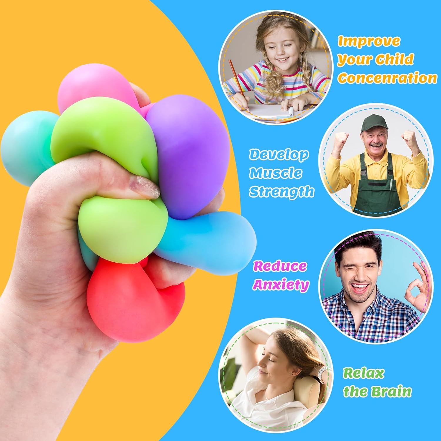12 Pack Slow Rising Stress Cube. Dough Stress Balls Squishy Fidget Toys for Anxiety Relief. Soft Fidget Cube. Pull Stretch Squishy Toys for Classroom Prize. Party Favors for Kids Adults : Toys & Games - Image 6
